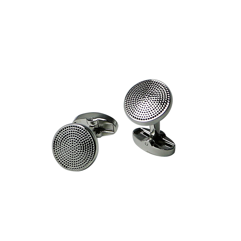 Round Dots Silvertone Personliga Cuff Links