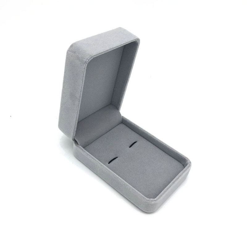 Anpassad manschettlänk smycken grå sammet låda